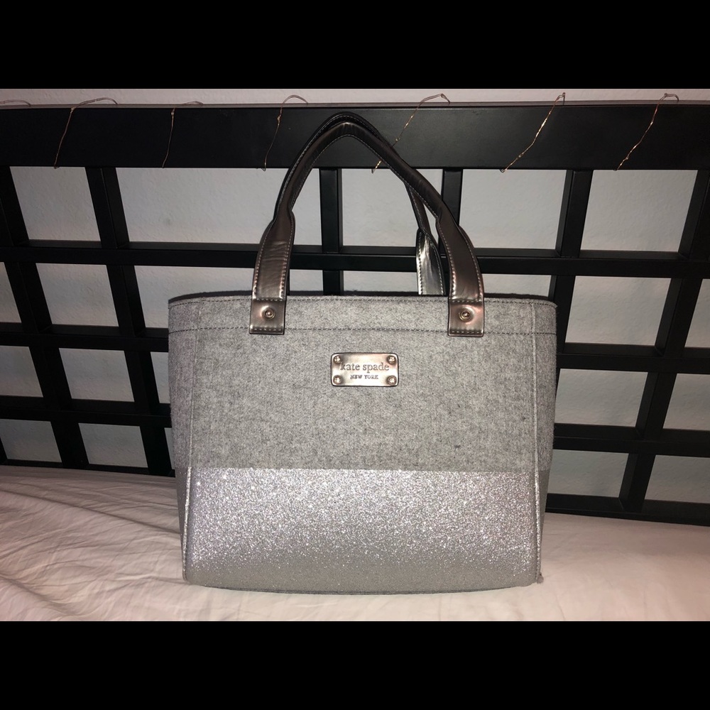 GREY KATE SPADE FELT TOTE